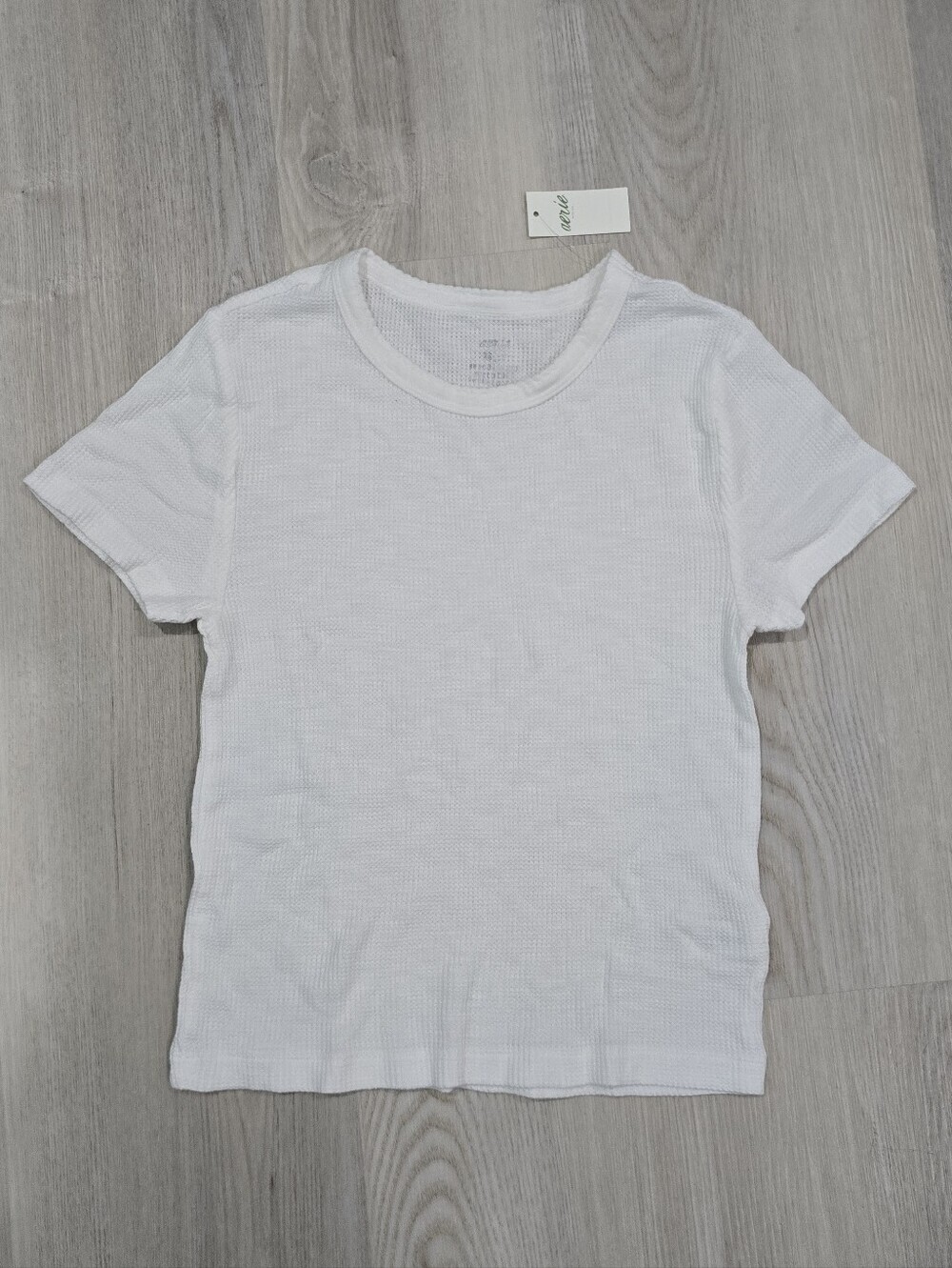 Aerie White Waffle Knit Short Sleeve Tee Size XS NWT